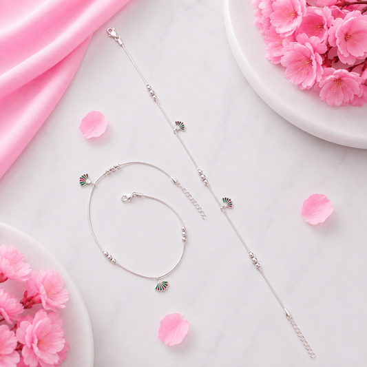 Elegant Silver Floral Charm Payal for Women