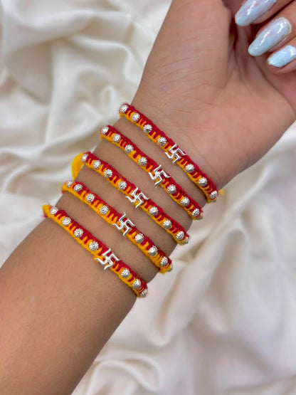 Premium Swastik Silver Rakhi