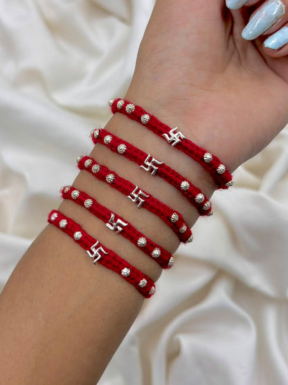 Premium Swastik Silver Rakhi