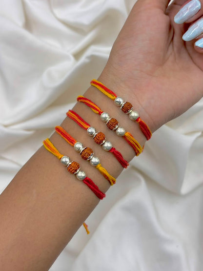 Premium Single Rudraksha Silver Rakhi