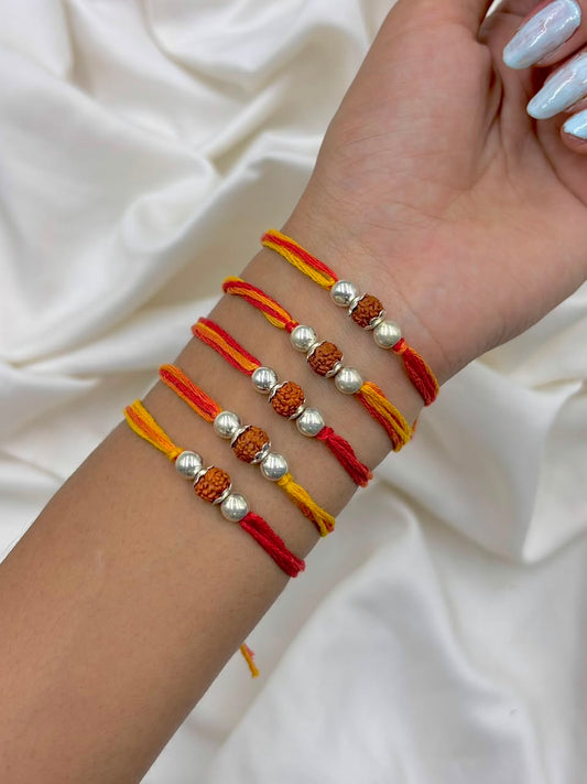 Premium Single Rudraksha Silver Rakhi