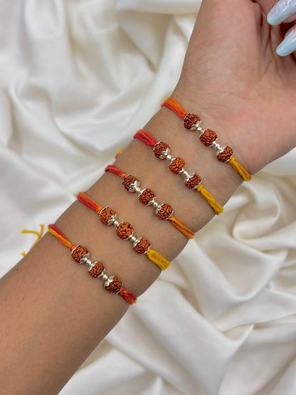 Premium Triple Rudraksha Silver Rakhi