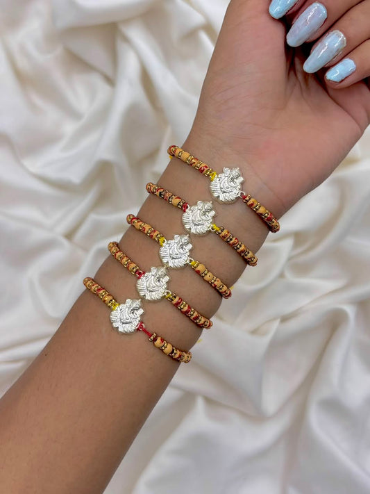 Premium  Ganpati Silver Rakhi