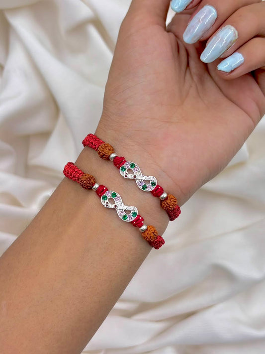 Premium Rudraksha Infinity Silver Rakhi