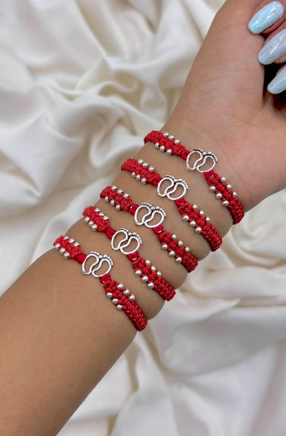 Premium Lakshmi Charan Silver Rakhi