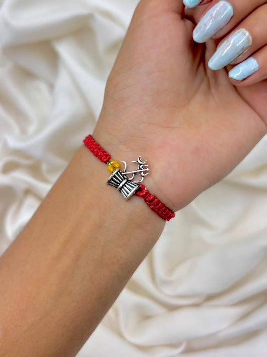 Premium Shivling & Trishul Silver Rakhi