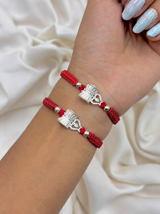 Premium Damru & Trishul Silver Rakhi
