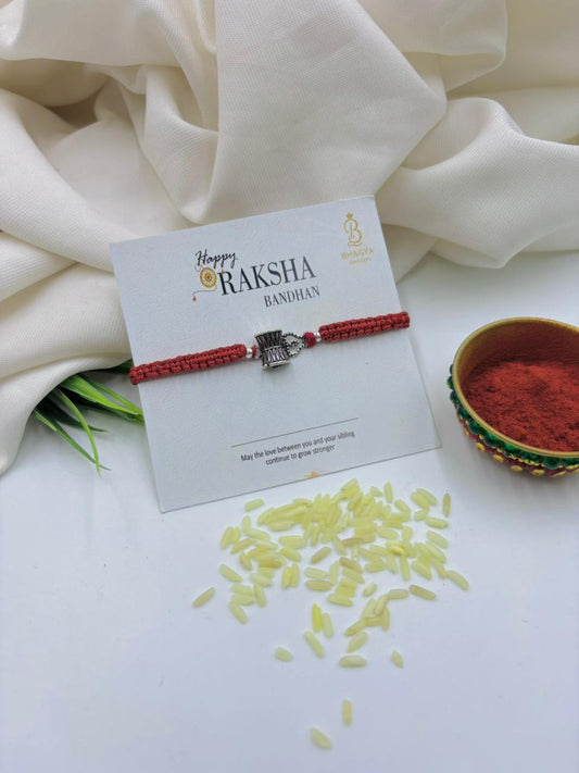 Premium Trishul Damru Silver Rakhi