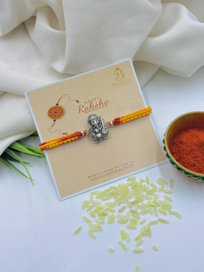 Premium Ganesh Silver Rakhi