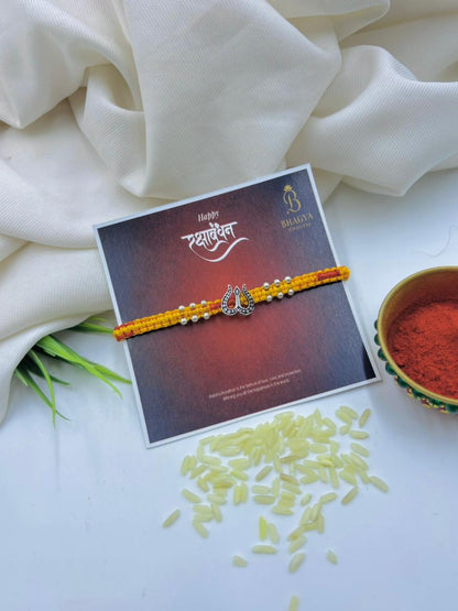 Premium Trishul Damru Silver Rakhi