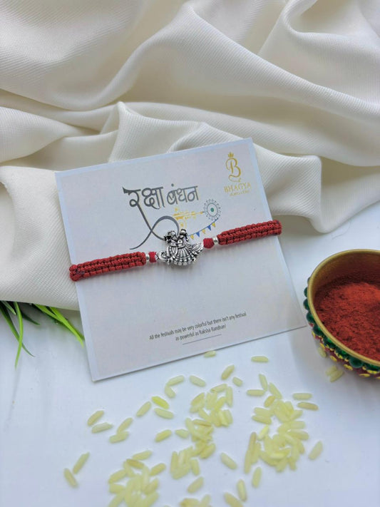 Premium Radha Krishna Silver Rakhi