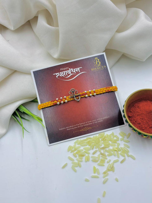 Premium Ganesh Om Silver Rakhi