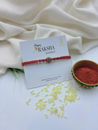 Premium Swastik Silver Rakhi
