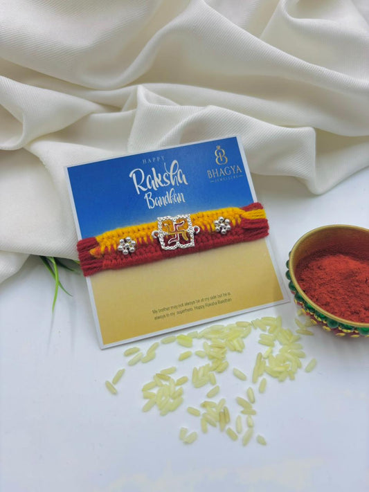 Premium Swastik Silver Rakhi