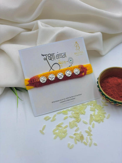 Premium Silver Swastik Rakhi
