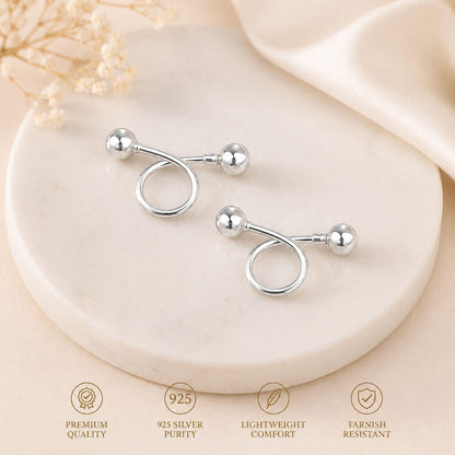Elegant Silver Pearl Ball Ear Cuff Earrings for Women