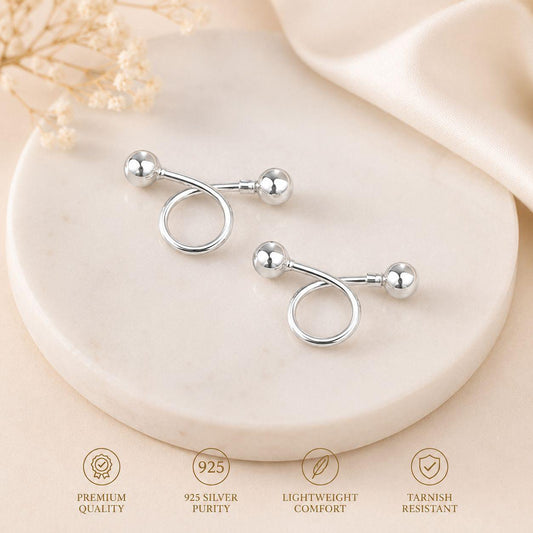 Elegant Silver Pearl Ball Ear Cuff Earrings for Women