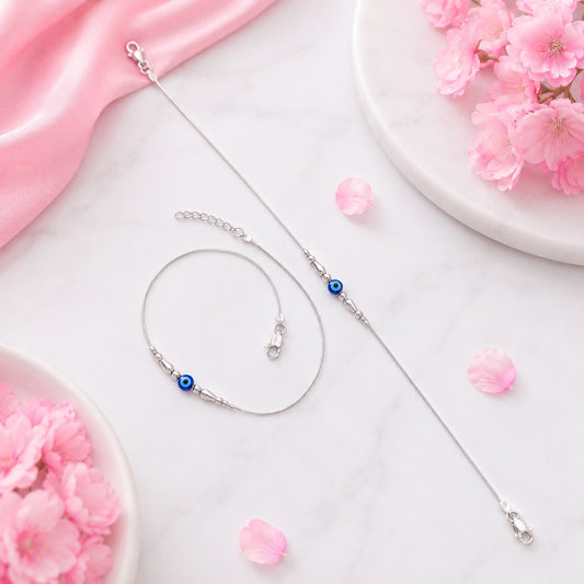 Elegant Silver Evil Eye Payal for Women