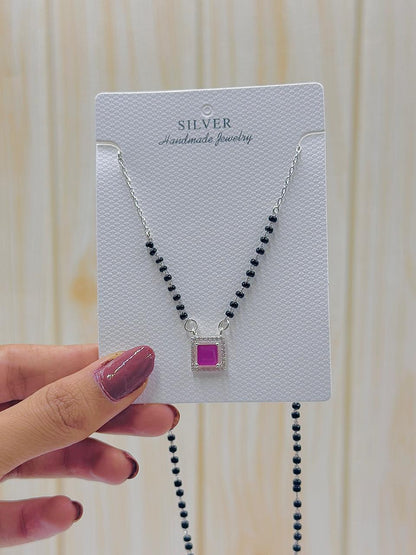Pink Sapphire Square Mangalsutra