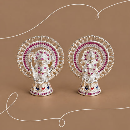Silver Ganesh & Lakshmi Divin idol set