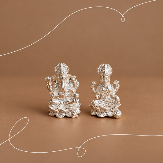 Divine Silver Lakshmi & Ganesh ji