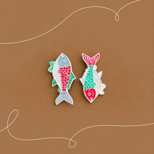 Silver Enamel Fish Pair