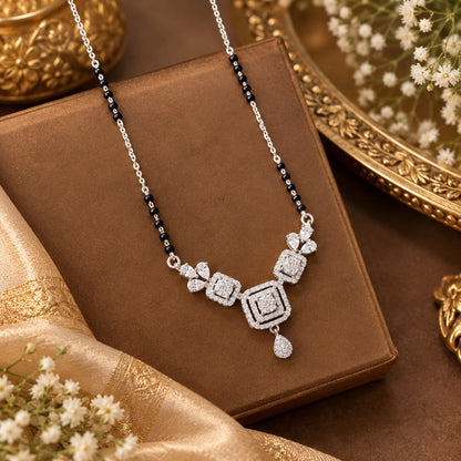 Elegant Silver Diamond-Cut Mangalsutra