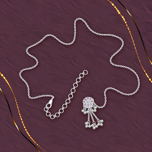 Elegant Silver Waist Chain with Floral Charm