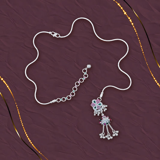 Elegant Silver Gemstone Waist Chain