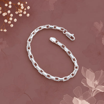 Silver Rectangular Link Bracelet