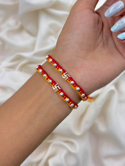 Premium Swastik Silver Rakhi
