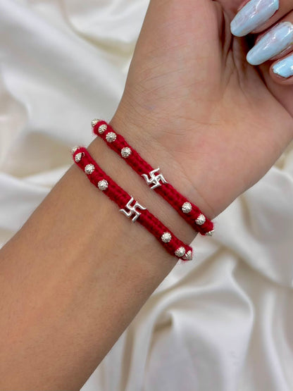 Premium Swastik Silver Rakhi