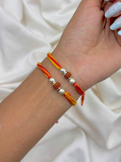 Premium Single Rudraksha Silver Rakhi