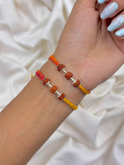 Premium Triple Rudraksha Silver Rakhi