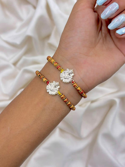 Premium  Ganpati Silver Rakhi