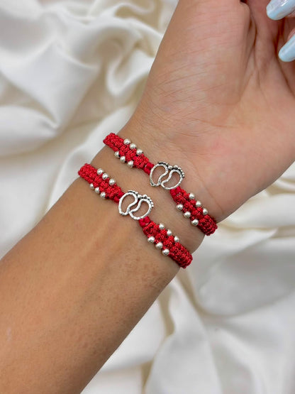 Premium Lakshmi Charan Silver Rakhi