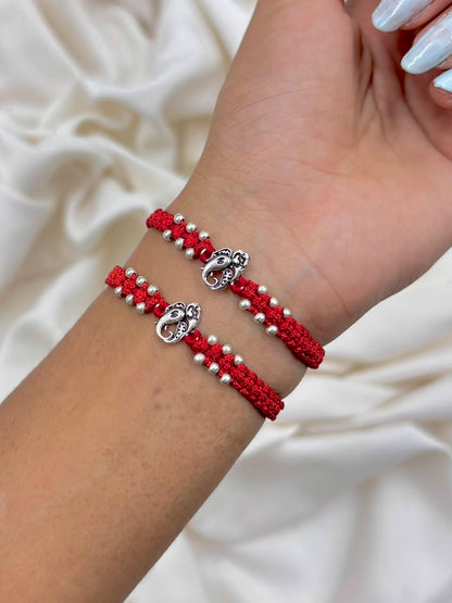 Premium Lord Ganesha Silver Rakhi