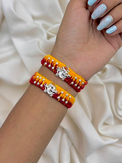 Premium Lord Ganesha Silver Rakhi