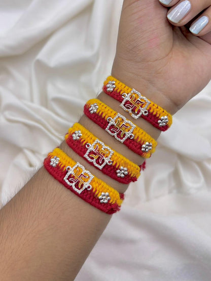 Premium Swastik Silver Rakhi