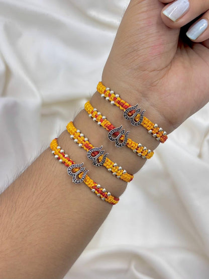 Premium Trishul Damru Silver Rakhi