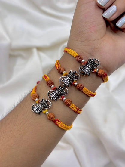 Premium Rudraksha Damru Silver Rakhi