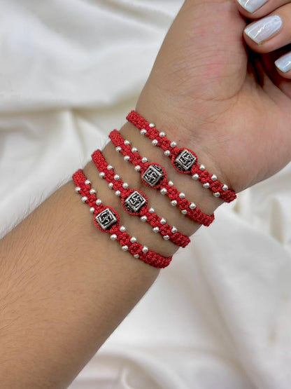 Premium Swastik Silver Rakhi