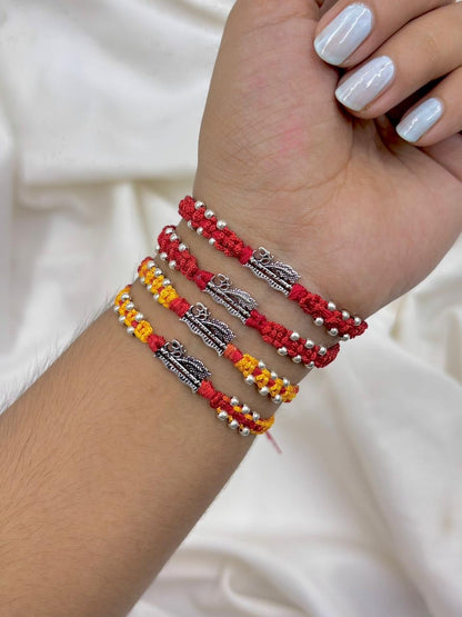 Premium Om Feather Silver Rakhi