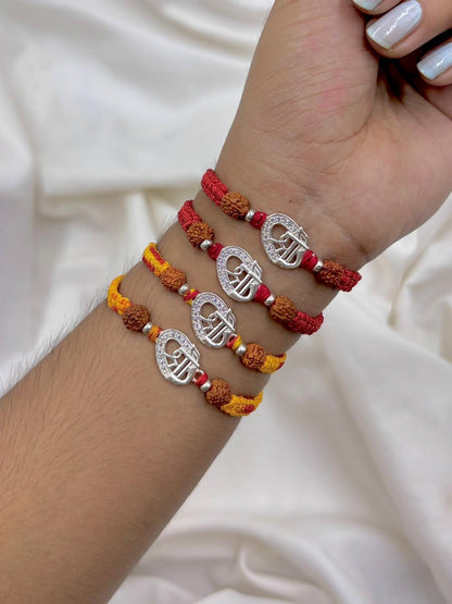 Premium Shree Silver Rakhi with Rudraksha