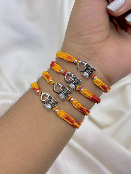 Premium Damru Heart Silver Rakhi
