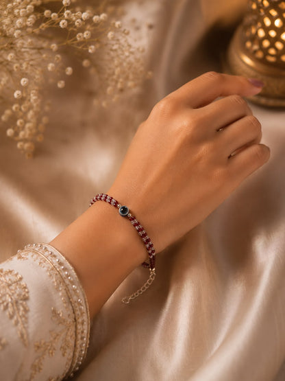 Handmade Red Crystal Evil Eye Bracelet