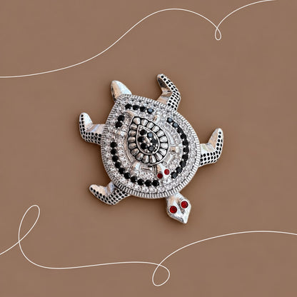 Silver Tortoise with Ruby Detailing