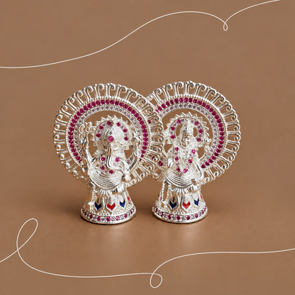Silver Ganesh & Lakshmi Divin idol set