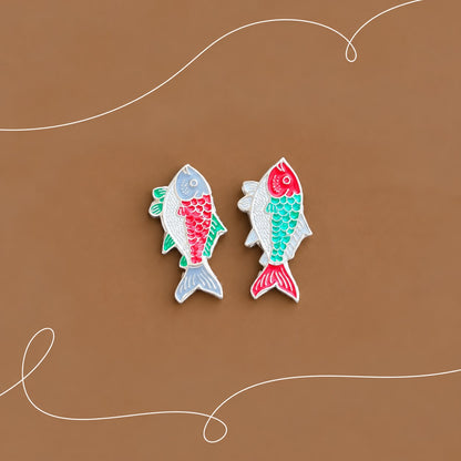 Silver Enamel Fish Pair