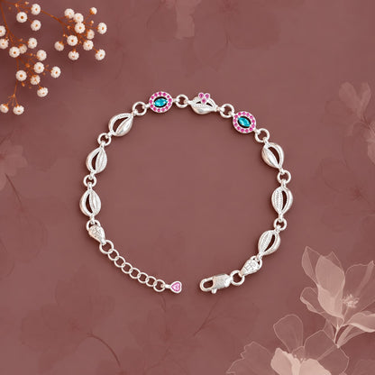Sterling Silver Floral Gemstone Bracelet